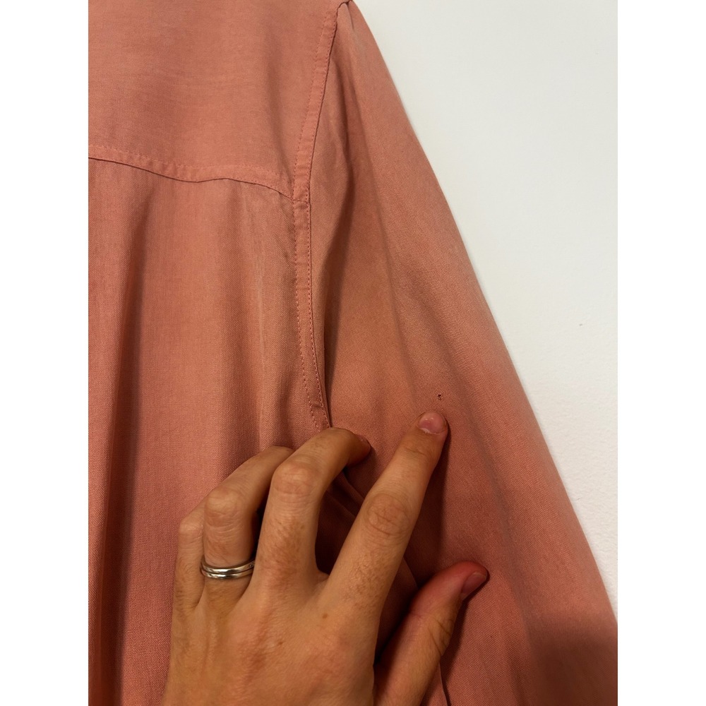 Notations Silk Womens Large Terracotta Coral Button Down Long Sleeve Shirt - Picture 6 of 8